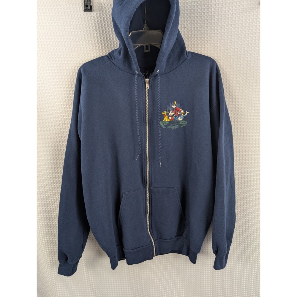 Walt Disney World American Originals Print Zip Front Hoodies Size Medium Navy